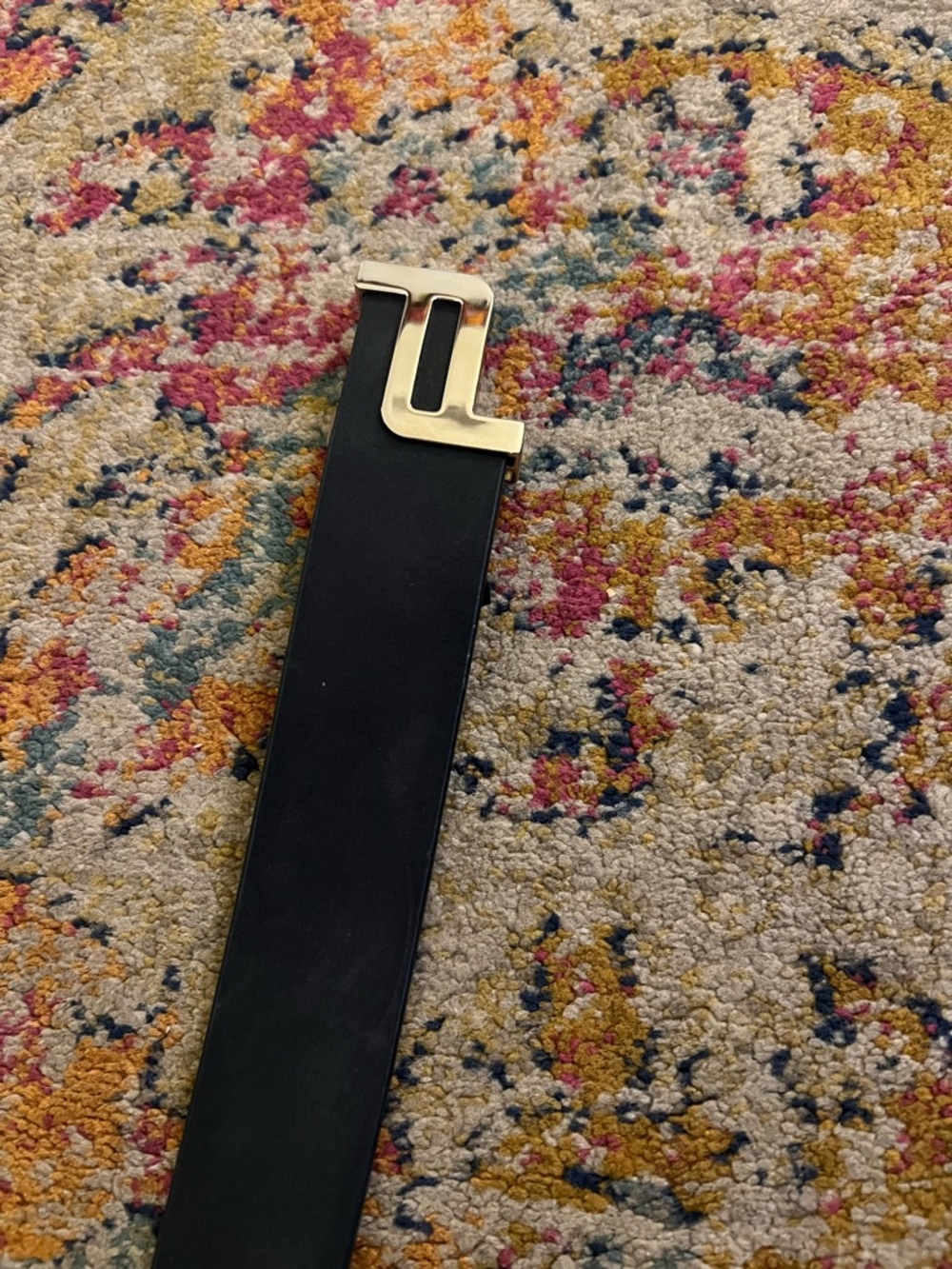 Porsche Design Black Leather Belt with Logo Buckle
